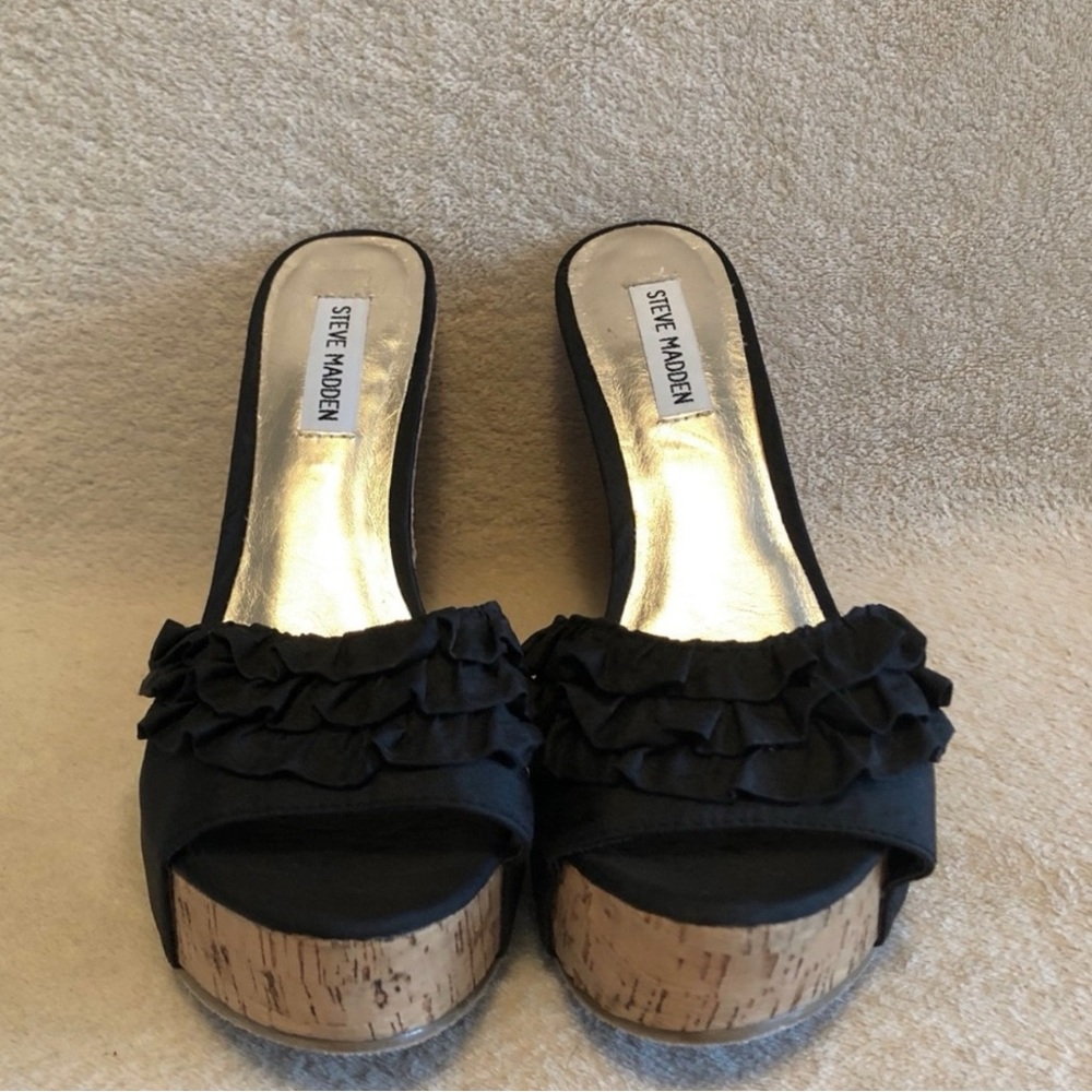 Steve Maden Sexy Slip-On Platform Sandals, Elegant Chunky Style Oak Wood High He